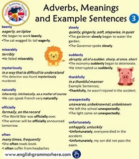 50 Most Common Adverbs, Meanings and Example Sentences - English Grammar He...