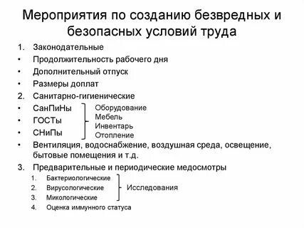Безопасных условий труда работников мероприятия