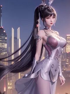 00598-1496820717-1girl,rabbit ears,long dress,long hair, hair ornament, pon...