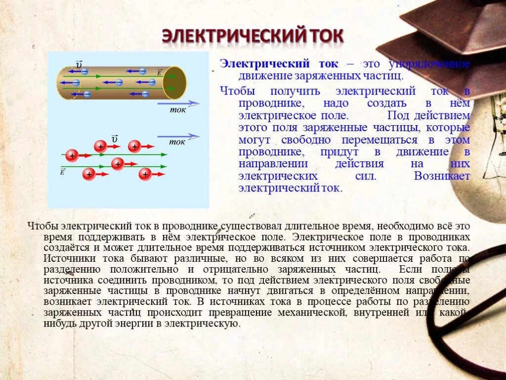 Заряженные частицы создающие электрический ток движутся. Электрическое поле источника тока. Проводники электрического тока. Электрический ток в проводнике создается. Движение частиц в проводнике.