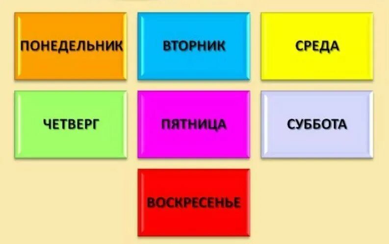 Какого цвета четверг. Названия дней недели. Дни недели для детей. Картинка с изображением дней недели. Карточки с названием дней недели.