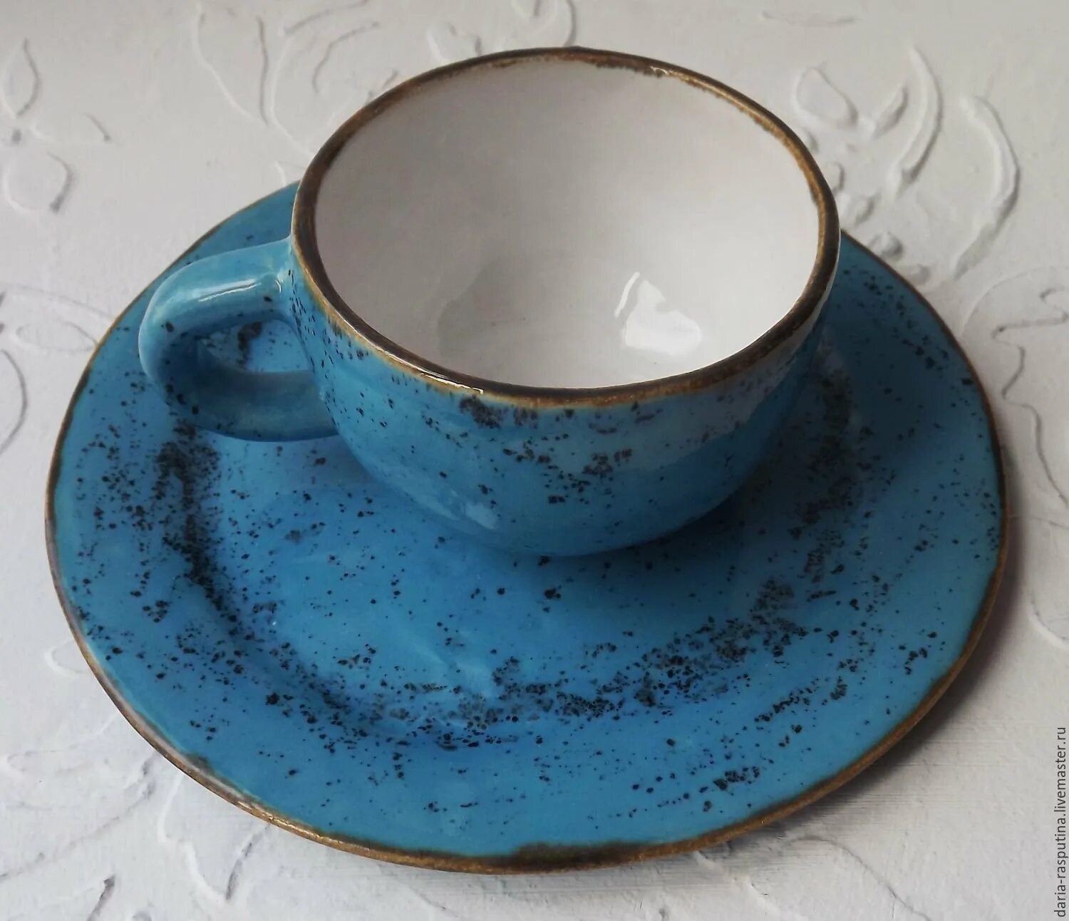 Чайная пара Ruckley s8673/Blue. Синяя керамическая посуда. Голубая чашка. Чашка с блюдцем голубая. Чашка глазурь