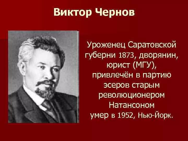 Чернов какая партия. Чернов Лидер эсеров.