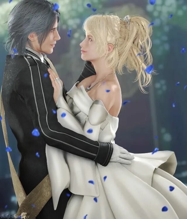 Фальшивая луна фф. Final Fantasy Noctis and Luna. Ноктис и Лунафрейя Повседневная одежда. Ноктис и девушка с синими волосами.