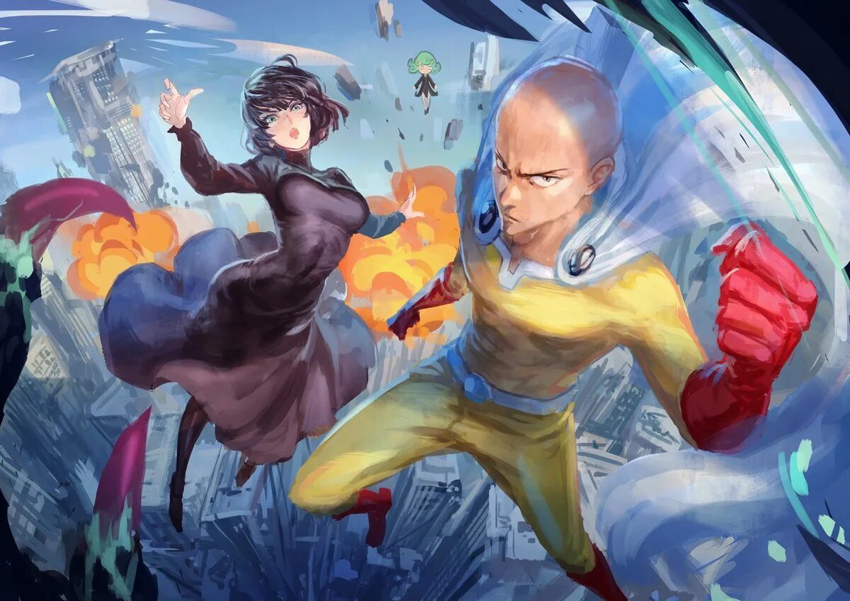 One punch man - тёмный сайтама. Ван пачман 1 сезон. One punch man аниме сайтама. Генос и фубуки. Аниме ванпанчмен сайтама.