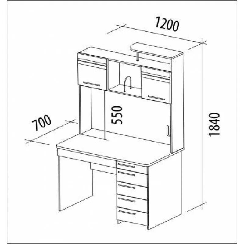 Высота полки над столом. Бриз 54.15. Стол компьютерный Бриз 1. Компьютерный стол чертеж. Стол для школьника с полками и ящиками Размеры.