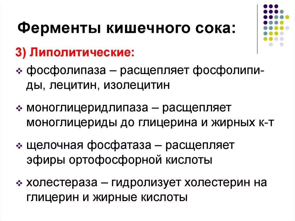 Состав ферментов желудочного. Фермент кишечного сока расщепляющий фосфолипиды. Основные ферменты кишечного сока. Фнрмент ыкишесногоо сока. Ферменты кишечного Мока.