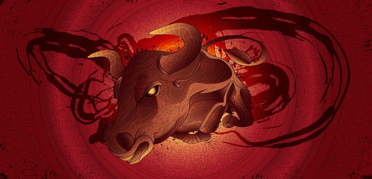 Телец. Знак зодиака Телец. Красный Огненный бык. Таурус Телец.