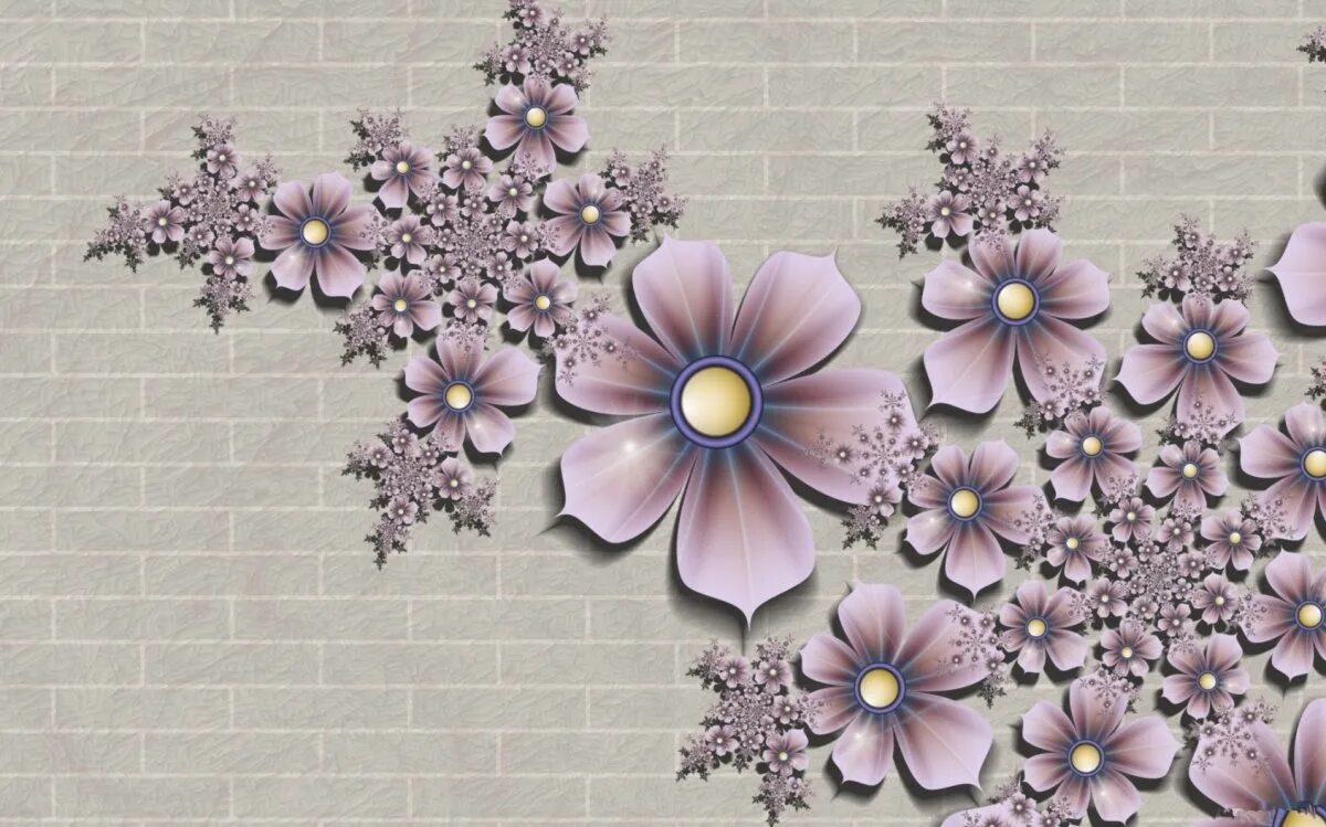 объемные обои в интерьере. фотообои 3д бесконечность цветы. цветы 3д. сказочные цветы. 3д обои.