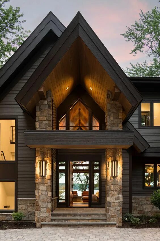 Modern Farmhouse Exterior with Wood Siding and Windows