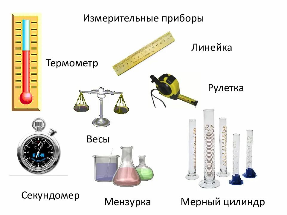 Какие приборы нужны для наблюдения. Измерительные приборы линейка секундомер мензурка Рулетка. Измерительные приборы линейка часы мерный цилиндр весы. Приборы линейка, секундомер, весы, термометр, мензурка 7 класс. Измерительные приборы в биологии.