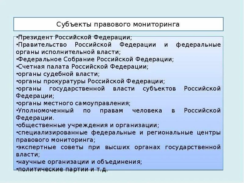 Мониторинг субъекта рф. Виды субъектов мониторинга:. Субъекты мониторинга правоприменения. Способы правового мониторинга. Субъекты правового мониторинга виды.