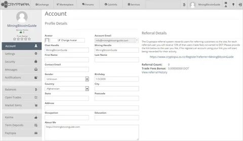 Account profile