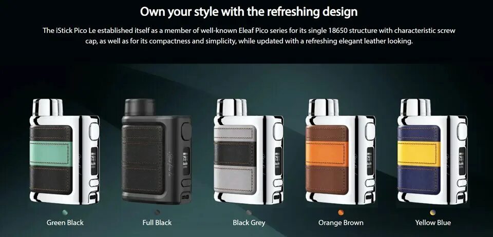 Istick pico le. Eleaf istick pico le box kit 5ml full black. istick pico le mod. eleaf istick pico le black grey.