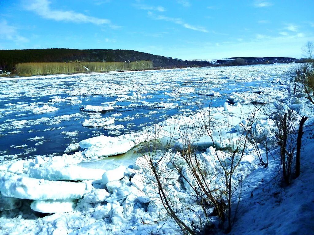 Ледоход на реке. Весенний ледоход. Начало ледохода реки