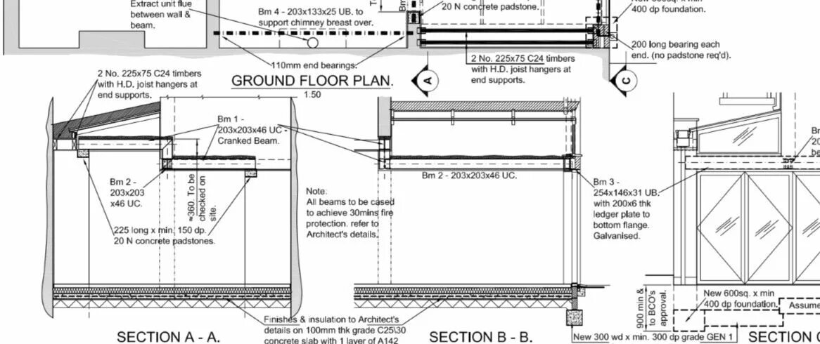 Box Section Beam. Steel Beam over Wall. 1/200 Section Steel structure Section. 1/200 Section Steel Beams. Show section