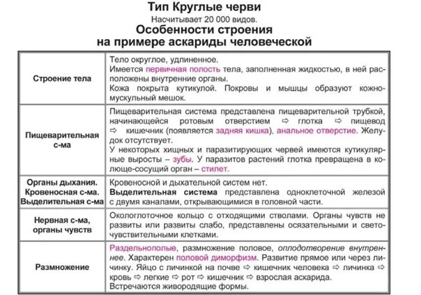 Общая характеристика червей таблица 7 класс Составить характеристику плоских червей