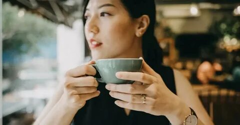 She drinks coffee