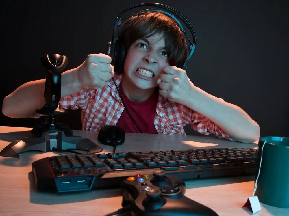 Nick playing computer games the