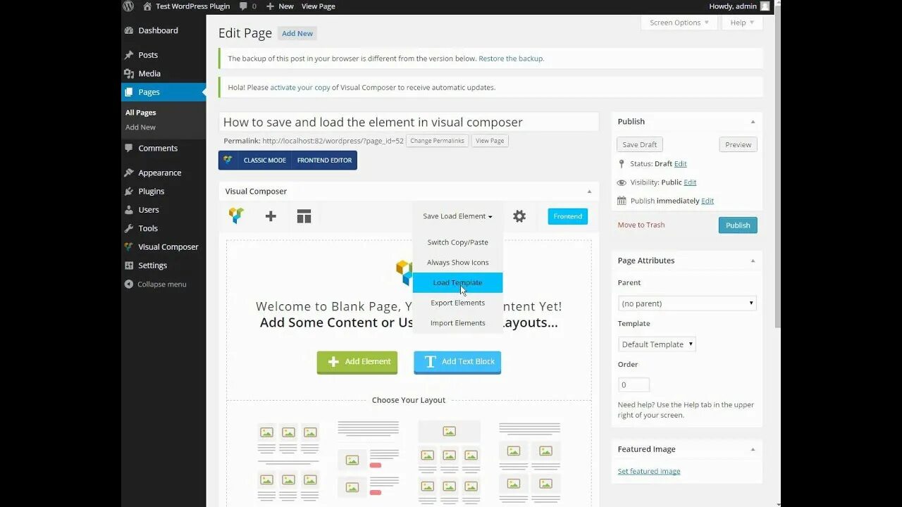 Compose preview. Visual composer. продать save load. save load screen.