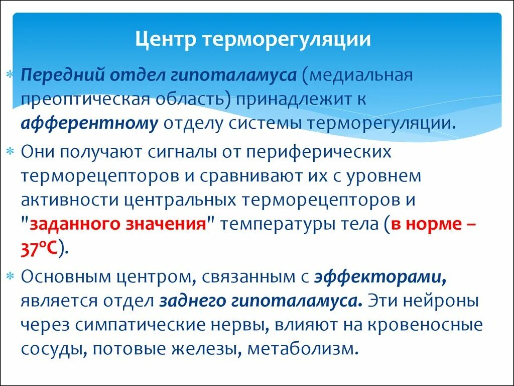 Высший центр терморегуляции. Строение центра терморегуляции. центр терморегуляции структура. гипоталамические центры терморегуляции. центр терморегуляции расположен.