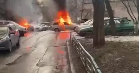 В москве горит человек