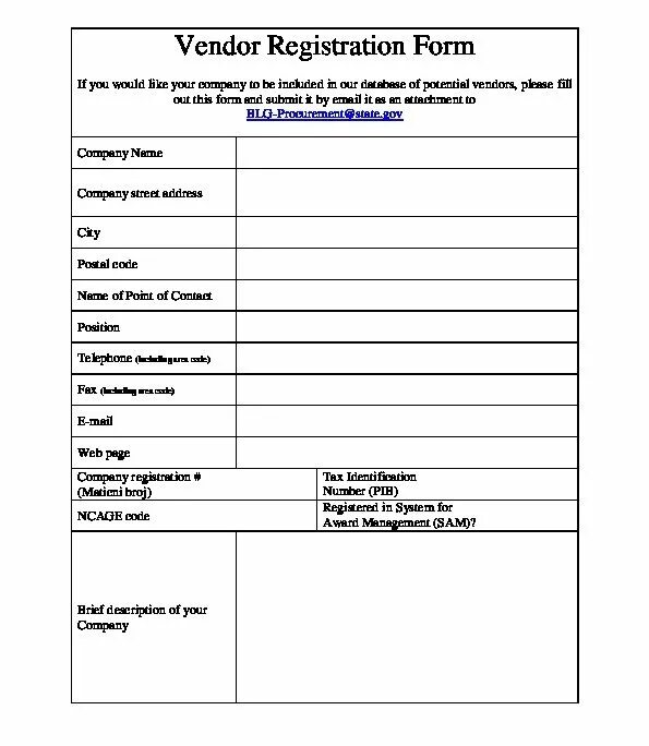 More formal requests. Request form. New request. Vendor request. Vendor form.