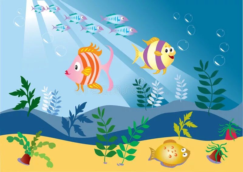 Fish Swims рисунок для детей. A Fish can Swim. Золотая рыбка в подводном царстве. Fish Swim картинка для детей.