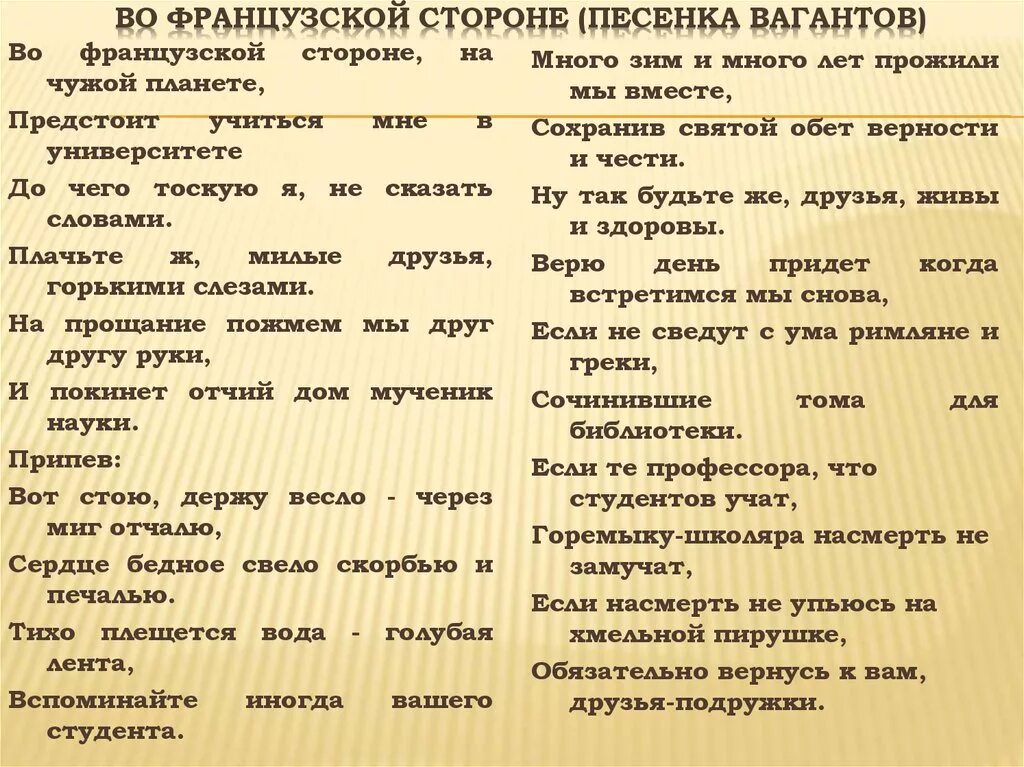 Во французской стороне на чужой планете Текс. Во французской стороне слова. Песенка студента во французской стороне текст. Текст песни во французской стороне на чужой планете. Чужая сторона слова