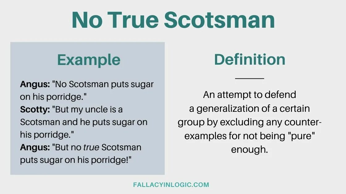 Тер no 8. True Scotsman. Logic and critical thinking.