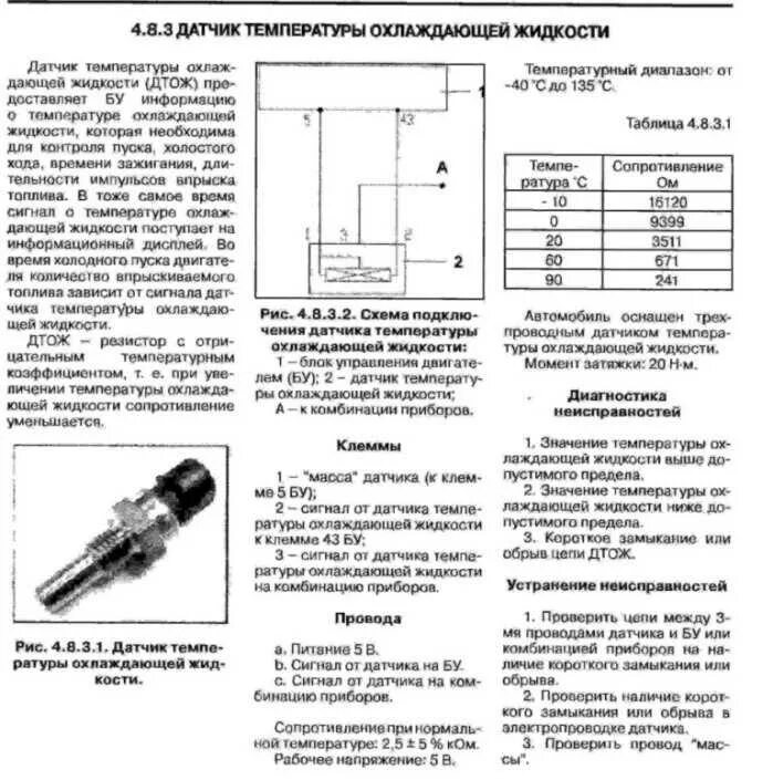 Как проверить датчик включения. Параметры датчика температуры охлаждающей жидкости ваз. устройство датчика температуры охлаждающей жидкости трехконтактный. проверка датчика температуры схема. таблица сопротивления датчика охлаждающей жидкости.