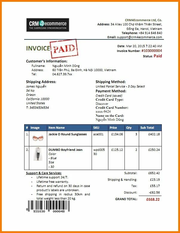 T invoicing