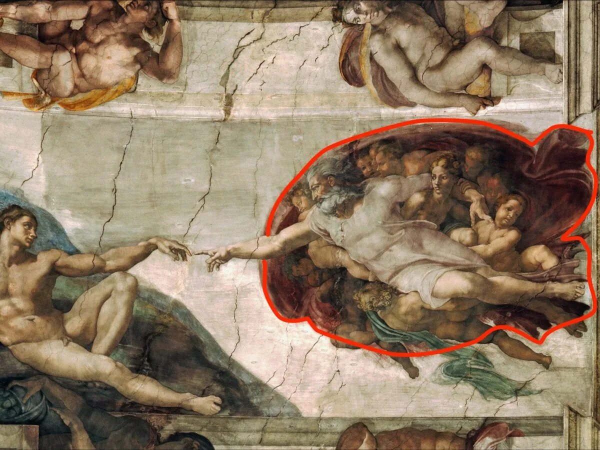 Как сотворили адама. Микеланджело Буонарроти, «Сотворение Адама» (1511-1512).