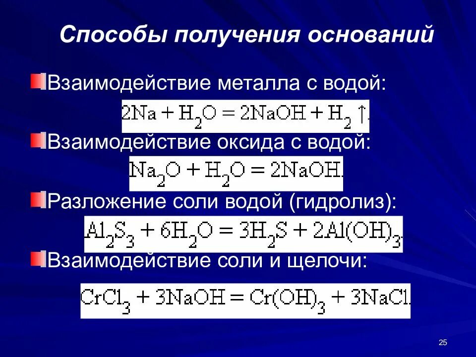Способы получения оснований. Основные способы получения оснований. способы получения оснований химия. взаимодействие оснований.