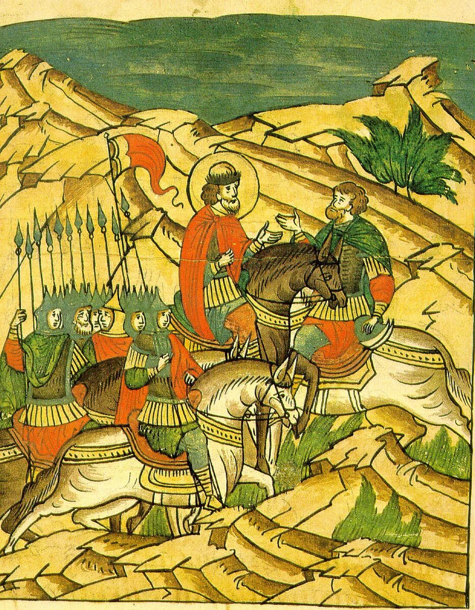 Александр невский 1237 год. Невская битва летопись. Невская битва миниатюра летописного свода. Невская битва миниатюра из лицевого летописного свода. Лицевой летописный свод александр невский миниатюры.