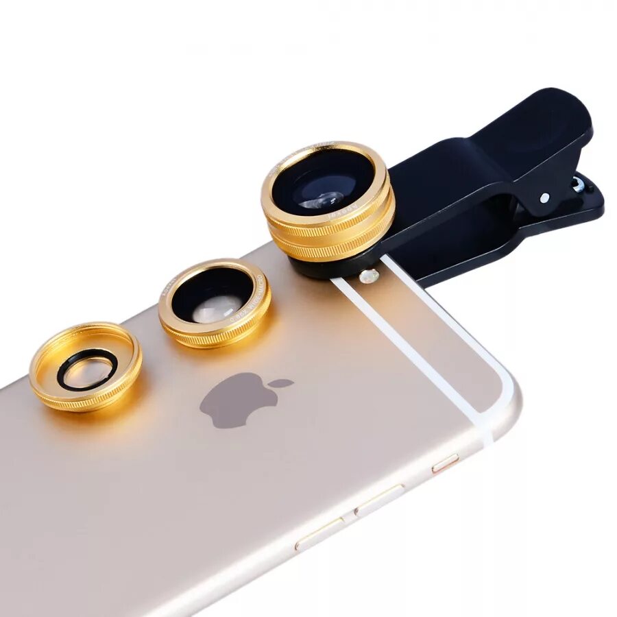 Набор линз для смартфона/планшета Harper UCL-003 Gold. Макролинза для iphone 12 Mini. Макролинза на айфон 11. Увеличительное стекло для камеры телефона. Купить набор линз