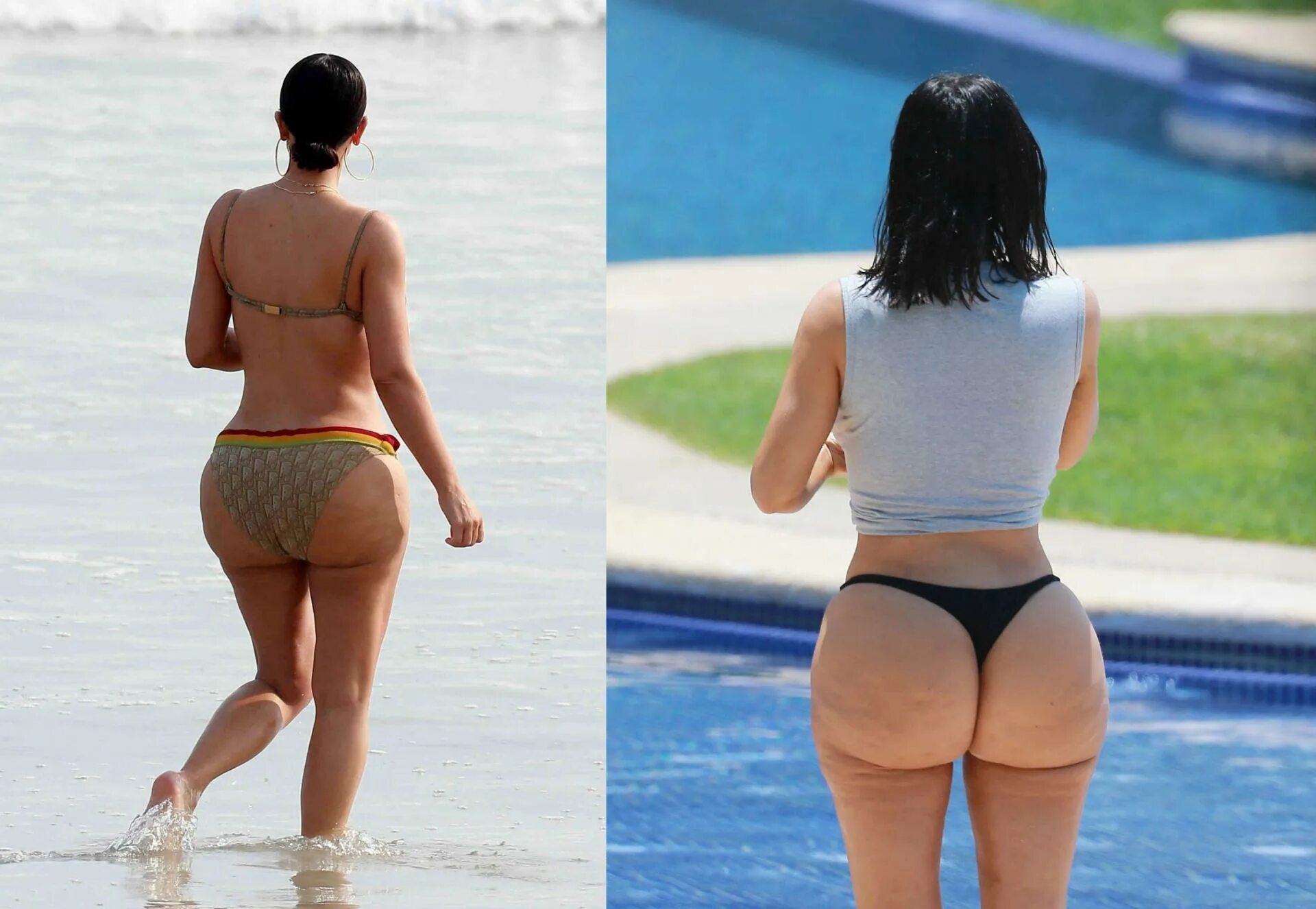 Kim kardashian 2021. Пятая точка девушки. Ким кардашьян в купальнике 2018. Девушка в купальнике сзади. Попа орех юмор.