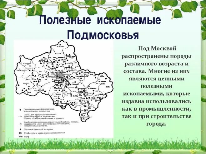 Экономика родного края московская область. Полезные ископаемые Подмосковья. Полезные ископаемые Московского региона. Полезные ископаемые Москвы и Московской области. Ископаемые Московской области.