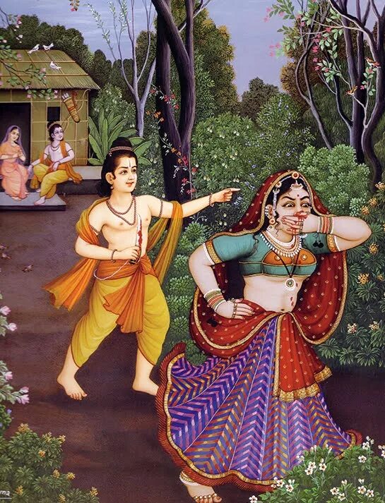 Рамаяна это. Шурпанакха Рамаяна. Лакшмана Рамаяна. Искусство древней Индии живопись Рамаяна. Рамаяна демоны Равана.