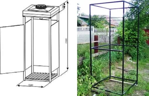 Каркас для душа из профильной трубы 40x40. Каркас душа из трубы 40х20. Каркас душа из профильной трубы 40х20.