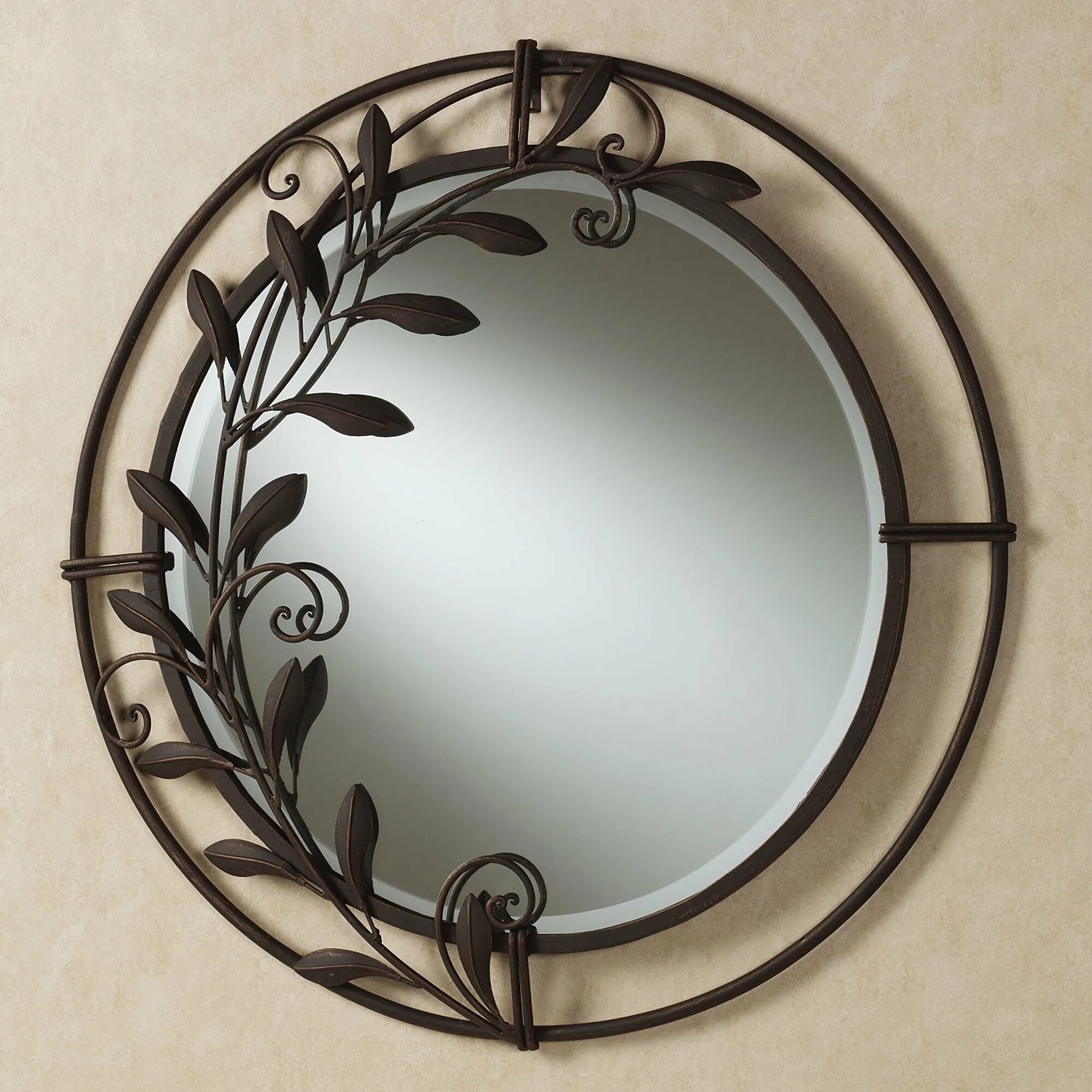 Металлические обрамления. Зеркало Mirror image Home 20422 - Antiqued Light Bronze. Круглое зеркало в металлической раме. Кованое зеркало. Зеркало в кованой раме.