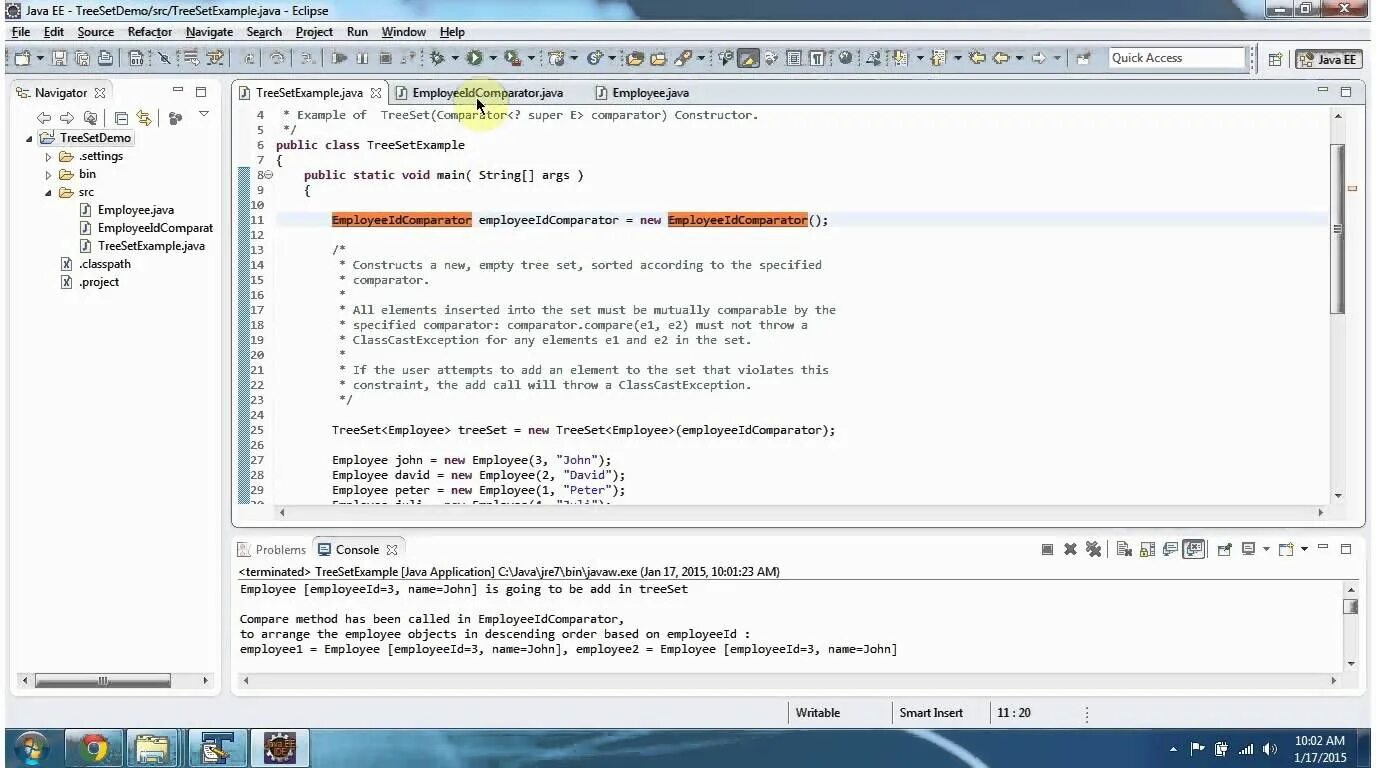 Resultset java. Java source code. java treeset comparator. sortedset java. java employee.