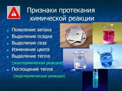 Любой признак хим реакции