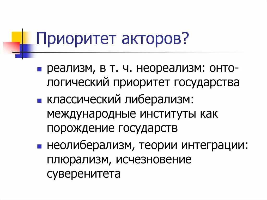 Неореализм в теории международных отношений. Теории интеграции в международных отношениях. Неореализм и либерализм. Политическая субъектность.