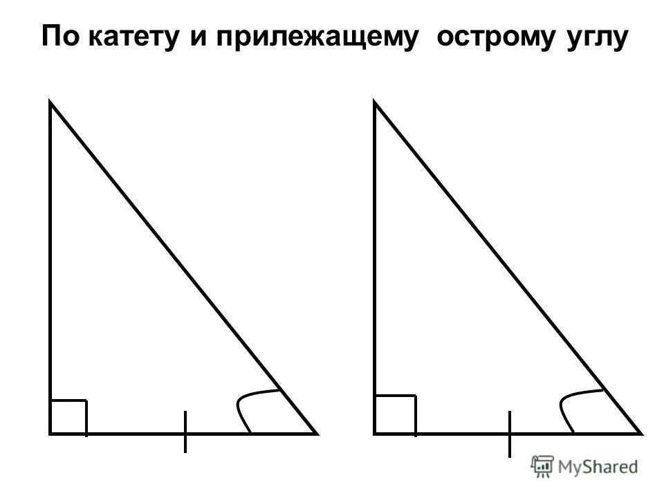 Построение прямоугольного треугольника по двум катетам. По катету и прилежащему острому. По катету и прилежащему острому углу. Катет по катету и прилежащему углу. По катету и прилежащему к нему острому углу.