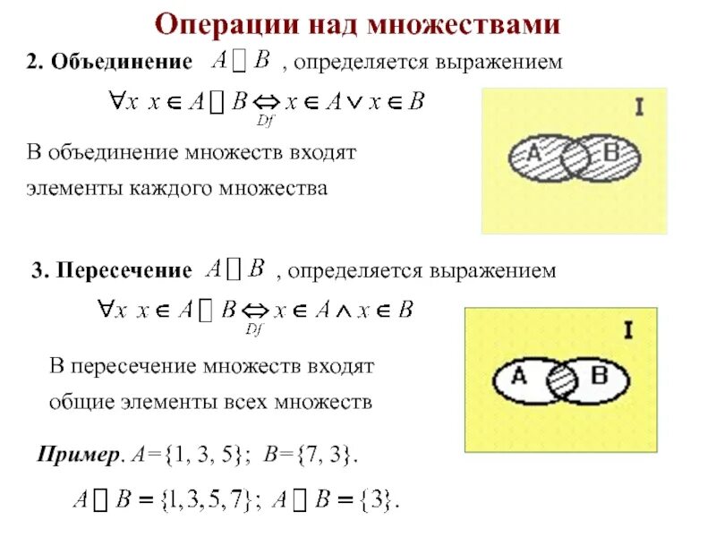 Операция дополнения разности множеств. Дополнение пересечение объединение разность множеств. операции объединения, пересечения, разности множеств. множества и подмножества объединение и пересечение множеств. формулы объединения и пересечения множеств.