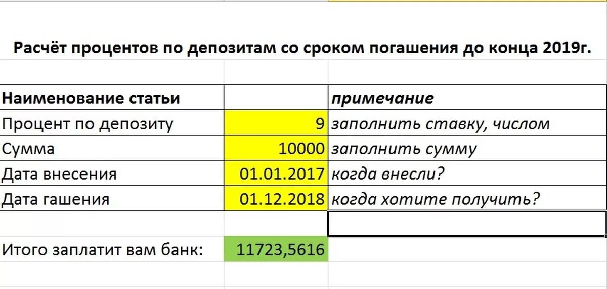 Годовые проценты в месяц калькулятор. Как рассчитать сумму процентов по вкладу пример. Как считать проценты по вкладу пример расчета. Как рассчитать процент по вкладу в месяц. Как рассчитать годовой процент по вкладу.