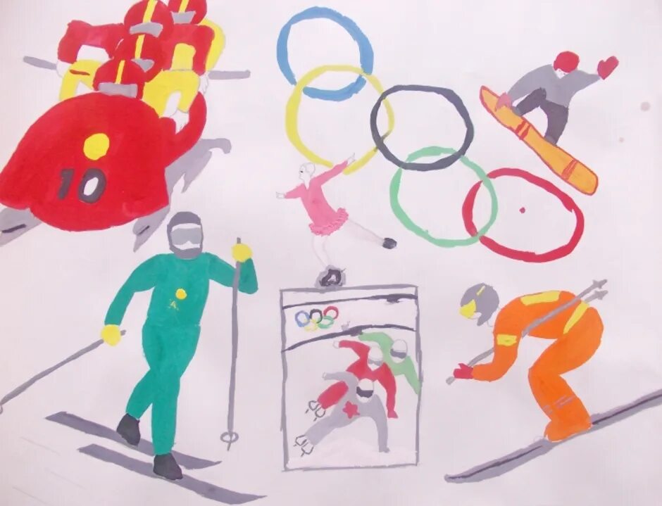 Легкий рисунок олимпийских игр. Олимпийские игры рисунок. Рисунок на спортивную тему.