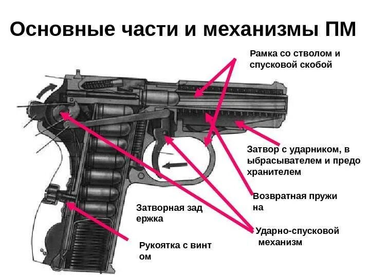 Основные части пистолета Макарова. Основные части и механизмы пистолета Макарова. Как называется пм