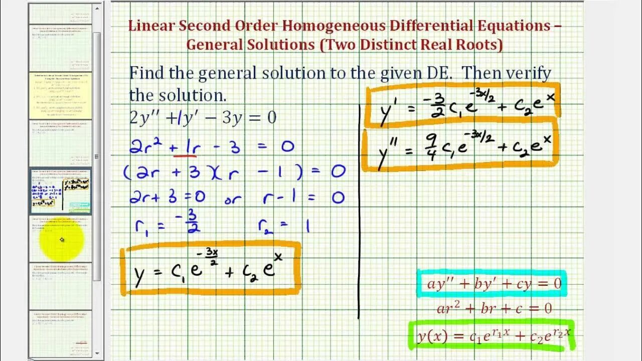 Second order equations. Second order linear equations. second order differential equations. homogeneous system of linear equations. quadratic equation solutions.